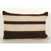 Handmade Organic Wool Striped Lumbar Pillow Cover | Sham in Linens & Bedding by Vintage Pillows Store. Item composed of cotton and fiber