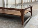 Modern Rectangular Wood Coffee Table with Glass Top, USA made | Tables by Marco Bogazzi