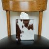 Dark Brown and White Spotted Hair-On-Hide Leather Tissue Box Cover | Toiletry in Storage by Vantage Design