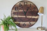 Live Edge 42" Black Walnut Wall Clock with Roman Numerals | Decorative Objects by Hazel Oak Farms. Item made of walnut