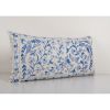 Lumbar Pastel Long Pillow from Vintage Suzani Textile - Blue | Cushion in Pillows by Vintage Pillows Store
