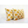 Yellow Silk Ikat Velvet Pillow Cover, Pair Polka Dot Ikat | Sham in Linens & Bedding by Vintage Pillows Store. Item composed of cotton