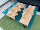 Big Leaf Maple Burl Resin River Coffee Table - Epoxy & Wood | Tables by Carlberg Design. Item made of maple wood with synthetic works with minimalism & mid century modern style