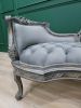 French Style Bench / Dark Gray stressed Gold Leaf  / Tufted | Benches & Ottomans by Art De Vie Furniture