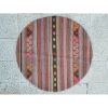 Round Oushak Kilim Rug Flat Woven Pink Turkish Handwoven | Small Rug in Rugs by Vintage Pillows Store. Item composed of wool and fiber