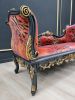 French Style Bench / Black and Gold Leaf Accent / Hand Carve | Chaise Lounge in Couches & Sofas by Art De Vie Furniture