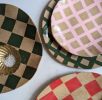 Green Gingham Serving Platter | Serveware by Rosie Gore. Item made of ceramic