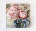 Peony oil painting original flowers canvas art in frame | Oil And Acrylic Painting in Paintings by Natart. Item made of canvas with synthetic works with contemporary style