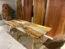 Olive Epoxy Resin Dining Table - Modern Living Room Table | Tables by Tinella Wood. Item made of wood compatible with contemporary and art deco style