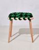 Emerald Green Velvet Woven Stool | Chairs by Knots Studio. Item composed of wood and fabric