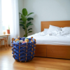 Woven Basket in Cobalt Ultra suede | Storage Basket in Storage by Knots Studio