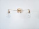 2-Light Vanity Mirror Sconce - Brushed Brass Modern | Sconces by Retro Steam Works. Item made of brass with glass