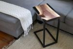 Black Epoxy Live edge walnut c table, industrial side table | End Table in Tables by Hazel Oak Farms | Amana Colonies in Amana. Item made of walnut & metal