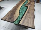 Custom Order Dark Walnut Green Epoxy Table | Dining Table in Tables by LuxuryEpoxyFurniture. Item made of wood with synthetic