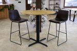 Round Spalted Maple Bar Pub Table with Black Steel Legs | Cocktail Table in Tables by Hazel Oak Farms. Item made of wood with steel