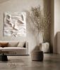 Textured 3D Plaster Painting: Handmade Beige & White Relief Wall Art, Folded Fabric Effect | Wall Sculpture in Wall Hangings by Vaiva Art Atelier