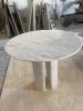 Handmade Carrara Marble Dining Table: White Round Table (42" Diameter) | Tables by AEGEAN MARBLE ARTISAN ATELIER
