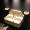 Fluted Calacatta Gold Marble Sink: Modern Bathroom Vanity, 24" x 16" | Water Fixtures by AYMARBLEDESIGN LLC