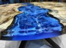 Live Edge Round Epoxy Table, Ocean Resin River Dining Table | Tables by LuxuryEpoxyFurniture. Item made of wood with synthetic