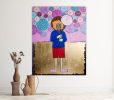 Large abstract portrait gold abstract figure painting human | Oil And Acrylic Painting in Paintings by Berez Art. Item made of canvas works with minimalism & mid century modern style
