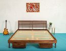 The Warwick, Louvered Modern Walnut Bed with Storage | Beds & Accessories by MODERNCRE8VE. Item made of walnut