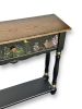 Hand-Painted Solid Wood Console Table – Custom Garden Scene Furniture, Black Entryway Console, Collectible Art | Tables by Birds and Gardens Inc. Item composed of oak wood in boho or country & farmhouse style