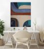 Large MCM Inspired Original Painting Navy Blue White | Oil And Acrylic Painting in Paintings by Berez Art. Item composed of canvas in minimalism or mid century modern style