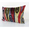 Ikat Colorful Pillow Cover - Handloom Silk Pastel Velvet Lum | Cushion in Pillows by Vintage Pillows Store