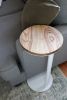 Medium Ash Round Industrial Side Table | Tables by Hazel Oak Farms. Item composed of walnut & steel