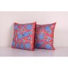 Square Silk Embroidery Suzani Pillow, Crimson Red Floral Suz | Cushion in Pillows by Vintage Pillows Store