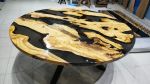 Custom Order Round Olive Smoke Epoxy Dining Table, Diameter | Tables by LuxuryEpoxyFurniture. Item made of wood with synthetic