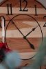 Solid Hickory Wood Wall Clock with Numbers and Lines | Decorative Objects by Hazel Oak Farms. Item made of wood
