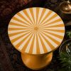 Handmade Bone Inlay Sunburst Pedestal Table Mustard Yellow side table | End Table in Tables by IKKAZA