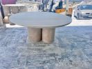 Custom Travertine Dining Table: Fluted Rounded Base, Fully Customizable | Tables by AEGEAN MARBLE ARTISAN ATELIER