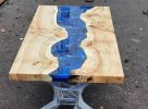 Resin Coffee Table, Epoxy Dining Table, Blue White Ocean | Tables by LuxuryEpoxyFurniture. Item composed of wood & synthetic