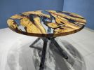 Round Olive Wood Clear Epoxy Dining Table, Custom 52" Round | Tables by LuxuryEpoxyFurniture. Item composed of wood and synthetic