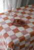 Blush Grid Block Print Tablecloth | Linens & Bedding by Ninéh