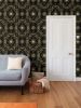 IVI Poppy Daisies & Cannabis Leaves Black Gold | Wallpaper in Wall Treatments by Sean Martorana. Item made of paper