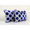 Ikat Blue Polka Dot Pillow Pillow Cover - Set of Two Silk | Sham in Linens & Bedding by Vintage Pillows Store. Item composed of fabric