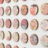 One Hundred Pink Map Dots Collage | Paintings by Amelia Coward
