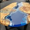 Custom made epoxy dining table with ocean design | Tables by Ironscustomwood