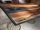 Custom Epoxy Table - Resin Dining Table - Blue Epoxy Table | Tables by Tinella Collection. Item composed of oak wood and synthetic in contemporary or art deco style
