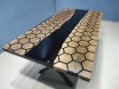 Hexagon Honeycomb Design Black Epoxy Table , Dining Table | Tables by LuxuryEpoxyFurniture. Item composed of wood & synthetic