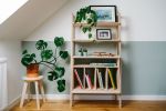 Record player stand, record storage, Vinyl Record Storage | Book Case in Storage by Plywood Project. Item made of oak wood works with minimalism & mid century modern style