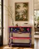 Narrow Tropical Birds Console Table, Handcrafted Solid Wood Entryway Table, Artisan Painted Accent Furniture | Tables by Birds and Gardens Inc. Item composed of maple wood