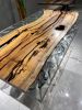 Clear Epoxy Table, Custom Epoxy Dining Table, Resin Table | Tables by Tinella Collection. Item composed of wood & metal compatible with contemporary and coastal style