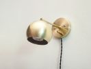 Pivoting Head Bedside Reading Wall Light, Gold Industrial | Sconces by Retro Steam Works. Item made of fabric & metal compatible with industrial style