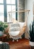 Crochet Hammock Swing Chair With Pillows | LUCIA | Chairs by Limbo Imports Hammocks. Item made of wood & cotton
