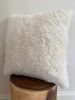 20” x 20” Ivory Shearling Sheepskin Pillow | Pillows by East Perry. Item composed of cotton
