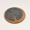 Oak wood and grey felt round shape placemat "Pacman". 1 pc | Serving Tray in Serveware by DecoMundo Home. Item composed of oak wood compatible with minimalism and modern style